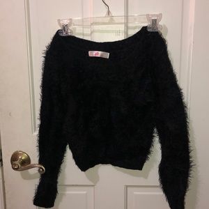 Black American Apparel Fuzzy Cropped Sweater